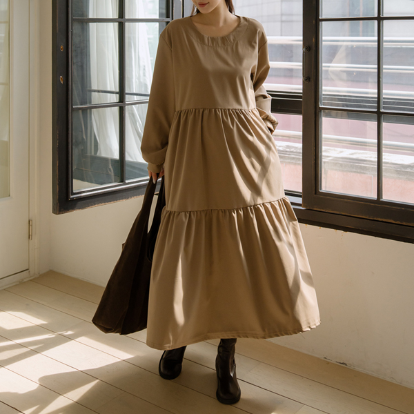 Maternity*Peach Peach Tiered Maternity Dress
