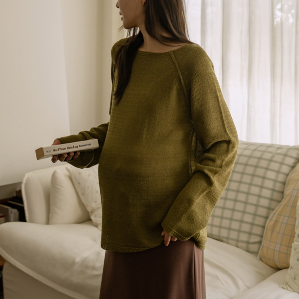 Maternity*Autumn Boucle Raglan Loose Knit