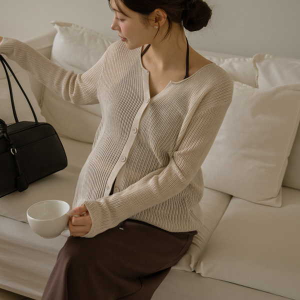 Maternity* Ribbed Delicate Fit Knit Cardigan