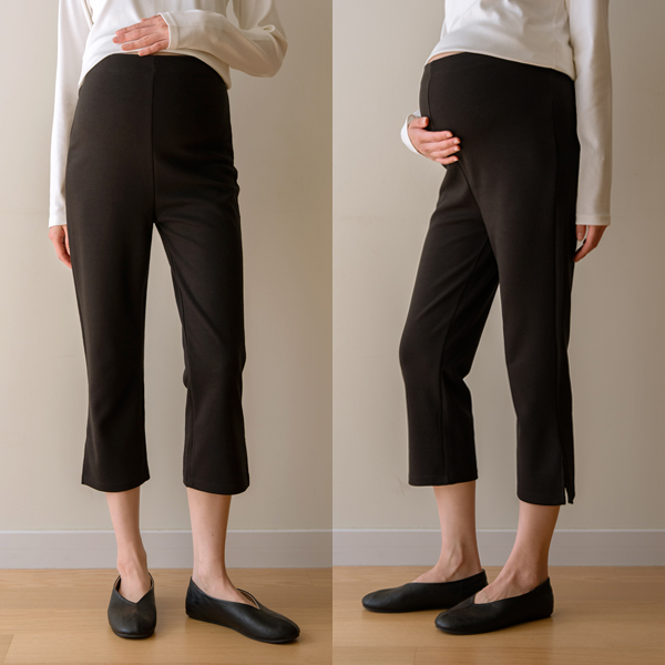 <b>[Lower Body Line Cover/Stretchy Comfortable Tension/All-Day Comfort]</b> [S-made] Maternity* Cheese Tension Slit Capri Maternity Pants