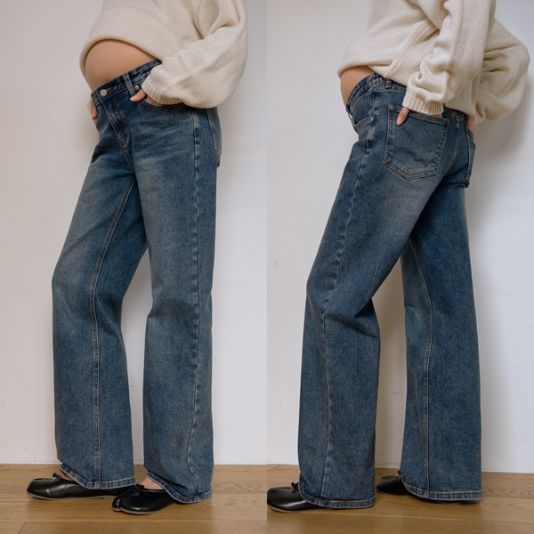 <b>[Online Store Exclusive Opening Special]</b> <b>[Low-rise/Hidden Elastic Waist/Suitable for Prenatal & Postnatal Wear]</b> [S-made] Maternity* Comfortable Hidden Elastic Waist Low-rise Maternity Jeans