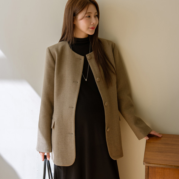 <b>[Free Shipping]</b> [S-made] Maternity* Collarless Tweed Oversized Maternity Half Jacket