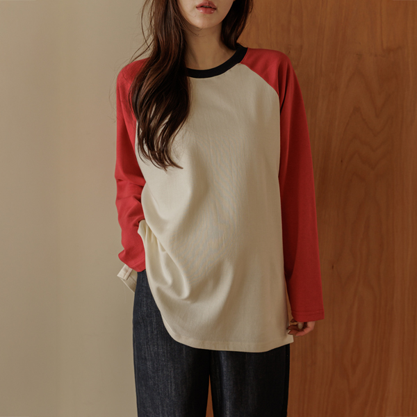<b>[Free Shipping][Raglan/Loose Fit/Body Coverage/Delicate]</b> [S-made] Maternity* Three-Color Raglan Oversized Maternity T-shirt