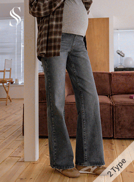 <b>[Free Shipping][Semi-bootcut/Stretch Denim/Body Coverage]</b> [S-made] Maternity*Sticky Cover Semi-bootcut Maternity Jeans