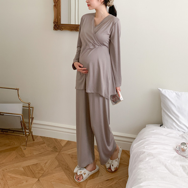 <b>[Free Shipping][Convenient Wrap Nursing/Use Separately or Together/Cozy and Warm]</b> Nursing Wear*Soft Dual-Purpose Wrap Nursing Set (ver. Warm Peach)