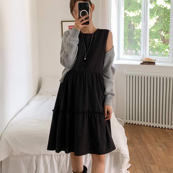 <b>[Loose Fit/Delicate/Body Shape Cover]</b> [S-made] Maternity*Flowy Frill Maternity Dress for All Seasons